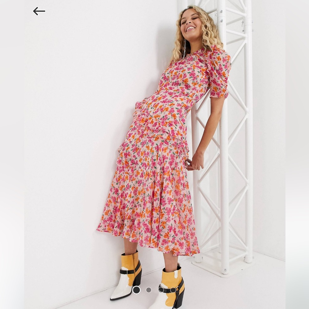 Topshop Floral Midi Dress